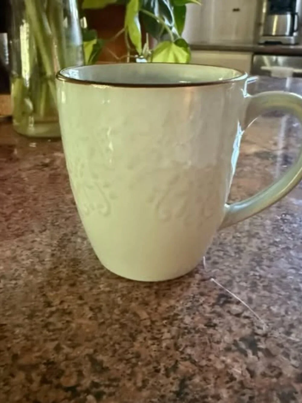 Ceramic Mug Coffee Cup Teacup Cream Blue Tint Farmhouse Cottage Mug Set of 4